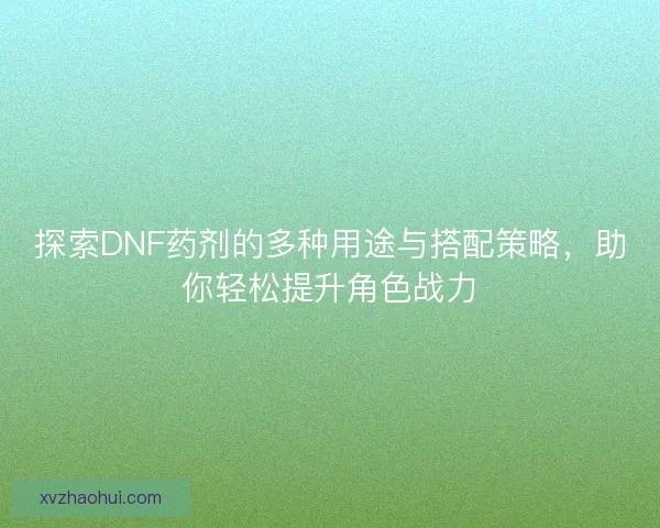 探索DNF药剂的多种用途与搭配策略，助你轻松提升角色战力
