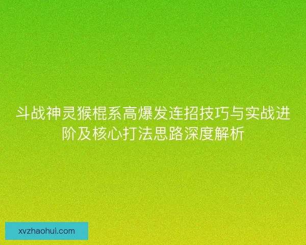 斗战神灵猴棍系高爆发连招技巧与实战进阶及核心打法思路深度解析