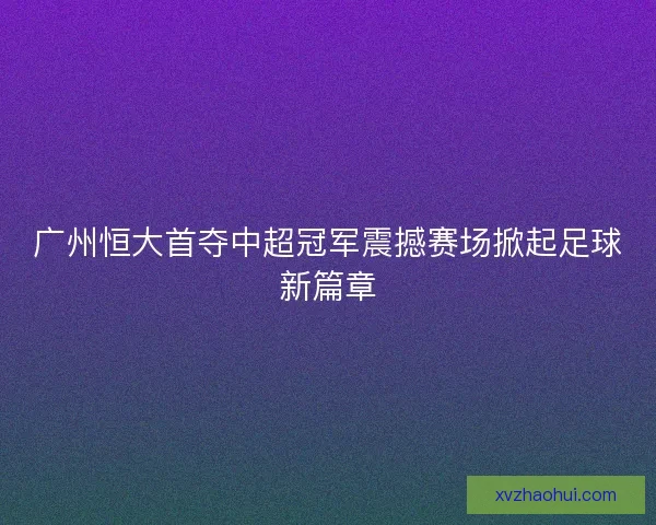 广州恒大首夺中超冠军震撼赛场掀起足球新篇章