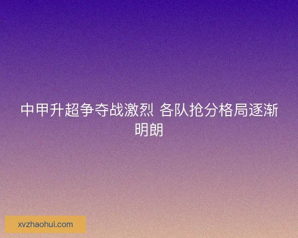 中甲升超争夺战激烈 各队抢分格局逐渐明朗