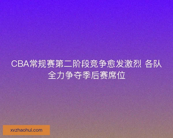 CBA常规赛第二阶段竞争愈发激烈 各队全力争夺季后赛席位